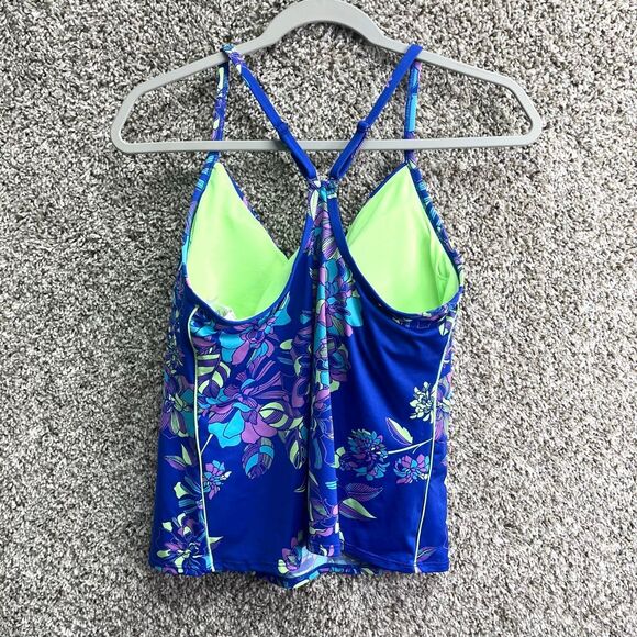 Nike Tankini Top Women’s Large Blue & Purple Floral Print Tankini Swimsuit - Picture 3 of 5